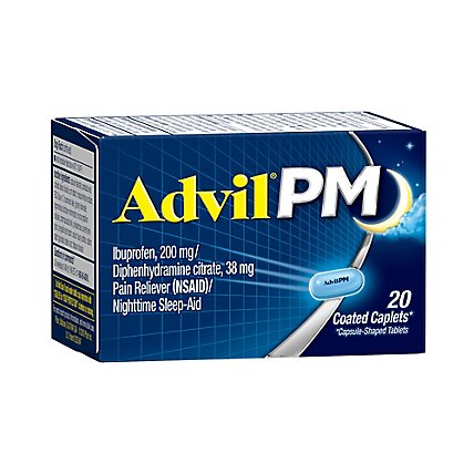 Advil PM Ibuprofen Caplets 200mg Pain Reliever NSAID Nighttime Sleep-Aid - 20 Count - Image 2