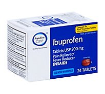 Signature Care Ibuprofen Pain Reliever Fever Reducer USP 200mg NSAID Tablet Blue - 24 Count