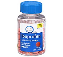 Signature Care Ibuprofen Pain Reliever Fever Reducer USP 200mg NSAID Tablet Blue - 250 Count