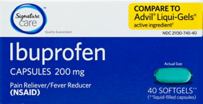 Signature Select/Care Ibuprofen Pain Reliever Fever Reducer 200mg NSAID Softgel Blue - 40 Count - Image 2