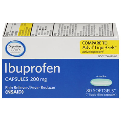 Signature Select/Care Ibuprofen Pain Reliever Fever Reducer 200mg NSAID Softgel Blue - 80 Count - Image 3