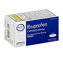 Signature Care Ibuprofen Pain Reliever Fever Reducer 200mg NSAID Softgel Blue - 80 Count