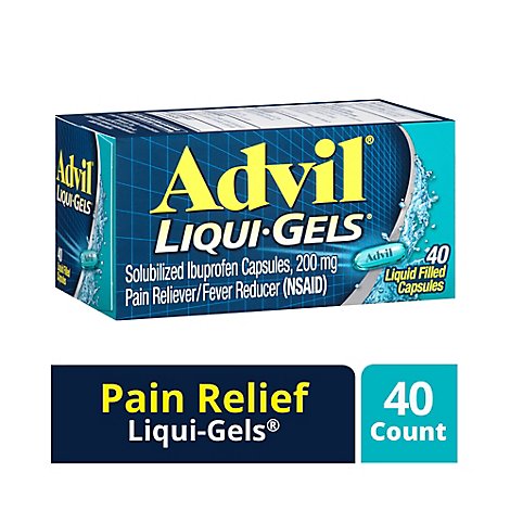 Advil Liqui-Gels Pain Reliever Fever Reducer Liquid Filled Capsule 200mg Ibuprofen - 40 Count