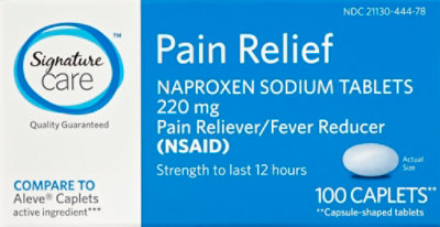 Signature Care Naproxen Sodium Pain Reliever Fever Reducer 220mg NSAID Caplet - 100 Count - Image 2