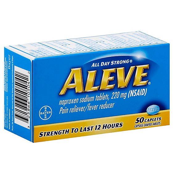 Aleve Naproxen Sodium Tablets 220mg Pain Reliever Fever Reducer - 50 Count