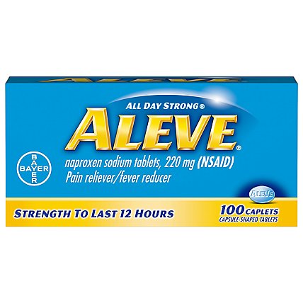Aleve Naproxen Sodium Tablets 220mg Pain Reliever Fever Reducer - 100 Count - Image 3