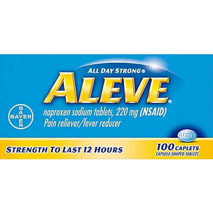 Aleve Naproxen Sodium Tablets 220mg Pain Reliever Fever Reducer - 100 Count - Image 2