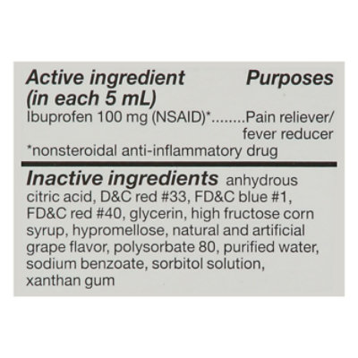 Signature Select/Care Ibuprofen Childrens 100mg PER 5ml Grape Oral Suspension - 4 Fl. Oz. - Image 3