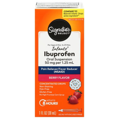 Signature Select/Care Ibuprofen Pain Reliever Fever Reducer Infant Berry 50mg /1.25ml Berry - 1 Fl. Oz. - Image 2