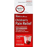 Signature Care Pain Relief Childrens Acetaminophen Oral Suspension Cherry - 4 Fl. Oz. - Image 2