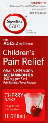 Signature Select/Care Pain Relief Childrens Acetaminophen Oral Suspension Cherry - 4 Fl. Oz. - Image 2