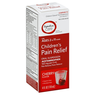 Signature Care Pain Relief Childrens Acetaminophen Oral Suspension Cherry - 4 Fl. Oz.