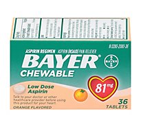 Bayer Aspirin Tablets 81mg Low Dose Chewable Orange Flavored - 36 Count