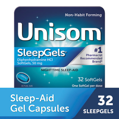 Unisom SleepGels Nighttime Sleep-Aid 50 Mg SoftGels - 32 Count - Image 1