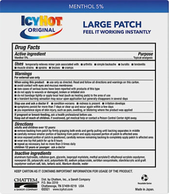 Icy Hot Medicated Patch Back And Large Areas - 5 Count - Image 5