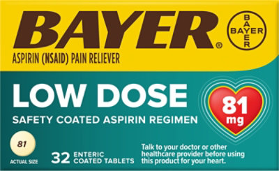 Bayer Aspirin Tablets 81mg Low Dose Enteric Coated - 32 Count - Image 2