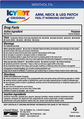 Icy Hot Medicated Patch Arm Neck & Leg - 5 Count - Image 5