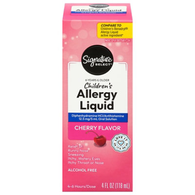 Signature Select/Care Allergy Relief Childrens Diphenhydramine HCI 12.5mg Cherry Flavor - 4 Fl. Oz. - Image 2