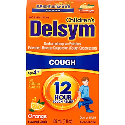 Delsym Childrens Cough Suppressant Liquid For 4 And Up Orange Flavor - 3 Fl. Oz. - Image 2