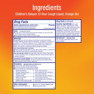 Delsym Childrens Cough Suppressant Liquid For 4 And Up Orange Flavor - 3 Fl. Oz. - Image 3