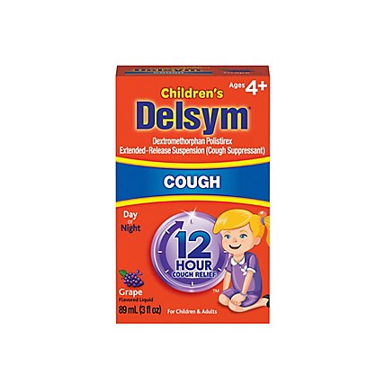 Delsym Childrens Cough Medicine 12 Hour Grape Flavored - 3 Fl. Oz. - Image 2
