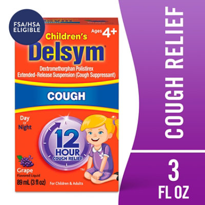 Delsym Childrens Cough Medicine 12 Hour Grape Flavored - 3 Fl. Oz. - Image 1