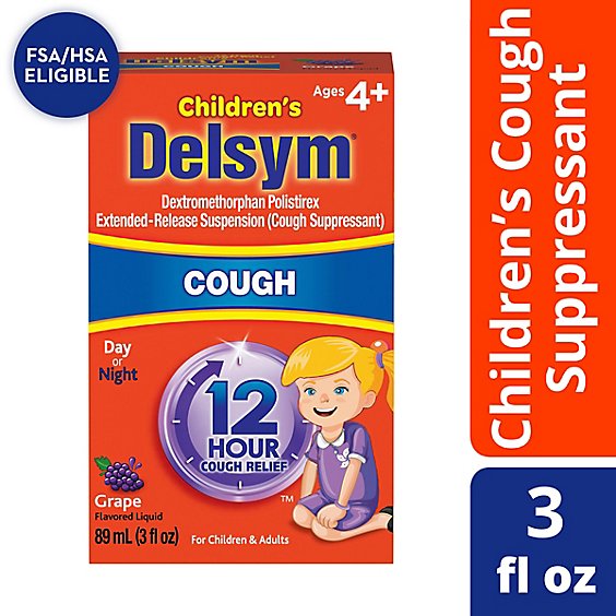 Delsym Childrens Cough Medicine 12 Hour Grape Flavored - 3 Fl. Oz.
