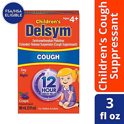 Delsym Childrens Cough Medicine 12 Hour Grape Flavored - 3 Fl. Oz. - Image 1