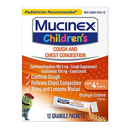 Mucinex Childrens Expectorant & Cough Suppressant Mini Melts Orange Crème Flavor - 12 Count - Image 2