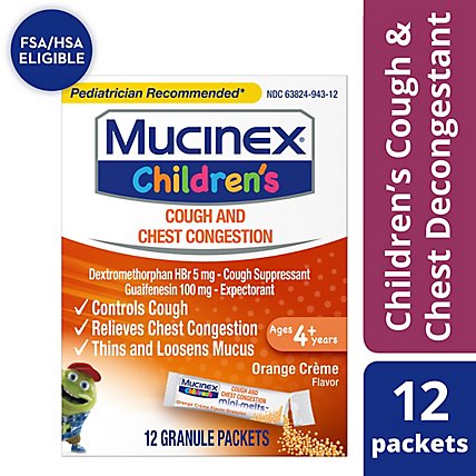 Mucinex Childrens Expectorant & Cough Suppressant Mini Melts Orange Crème Flavor - 12 Count - Image 1