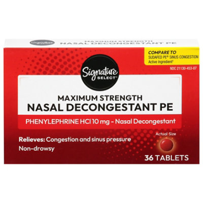 Signature Select/Care Maximum Strength Nasal Decongestant PE Phenylephrine 10mg - 36 Count - Image 2