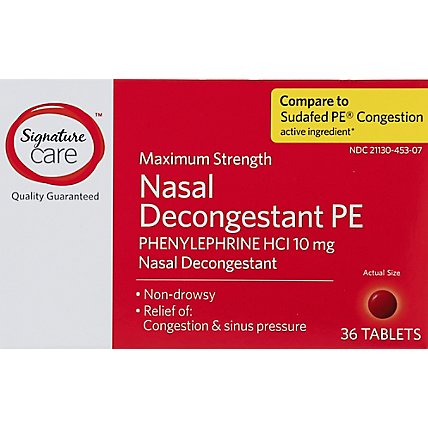 Signature Care Maximum Strength Nasal Decongestant PE Phenylephrine 10mg - 36 Count - Image 2