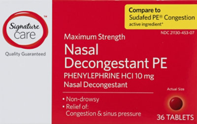 Signature Select/Care Maximum Strength Nasal Decongestant PE Phenylephrine 10mg - 36 Count - Image 2