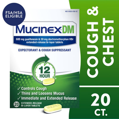 Mucinex DM Expectorant & Cough Suppressant 12 Hours Relief Extended Release Tablets - 20 Count - Image 2