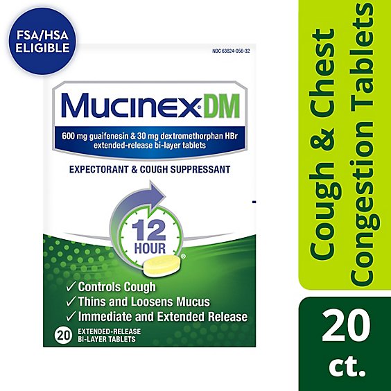 Mucinex DM Expectorant & Cough Suppressant 12 Hours Relief Extended Release Tablets - 20 Count