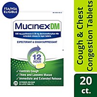 Mucinex DM Expectorant & Cough Suppressant 12 Hours Relief Extended Release Tablets - 20 Count - Image 1