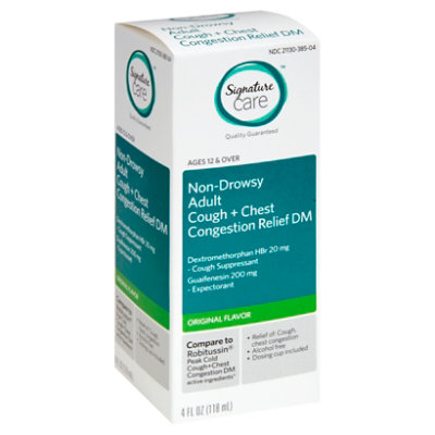 Signature Care Cough + Chest Congestion Relief DM Non Drowsy Adult Original Flavor - 4 Fl. Oz.