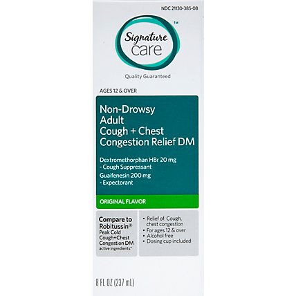 Signature Care Cough + Chest Congestion Relief DM Non Drowsy Adult Original Flavor - 8 Fl. Oz. - Image 2