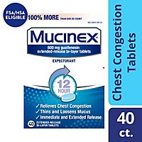 Mucinex Expectorant Chest Congestion 12 Hours Relief Extended Release Tablets -  40 Count - Image 1