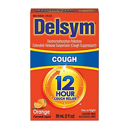 Delsym Cough Suppressant Cough Relief 12 Hour Orange Flavored - 3 Fl. Oz. - Image 2