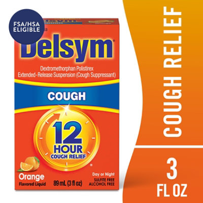 Delsym Cough Suppressant Cough Relief 12 Hour Orange Flavored - 3 Fl. Oz. - Image 1