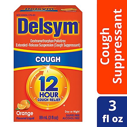 Delsym Cough Suppressant Cough Relief 12 Hour Orange Flavored - 3 Fl. Oz. - Image 1