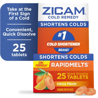 Zicam Ultra Rapidmelts Citrus Flavor Zinc Cold Remedy Quick Dissolve Tablets - 25 Count - Image 1