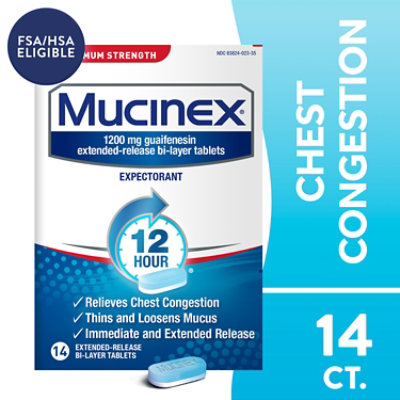 Mucinex Expectorant Chest Congestion 12 Hour Relief Extended Release Tablets - 14 Count - Image 2