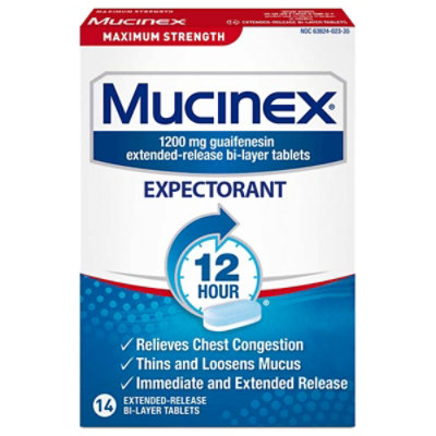 Mucinex Expectorant Chest Congestion 12 Hour Relief Extended Release Tablets - 14 Count - Image 2