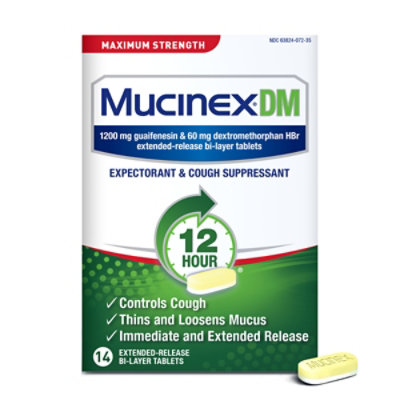 Mucinex DM Expectorant & Cough Suppressant Maximum Strength 12 Hours Relief Tablets - 14 Count - Image 3