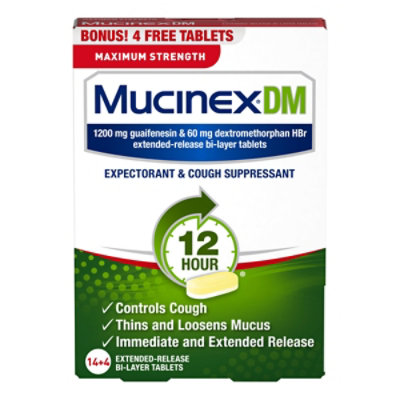 Mucinex DM Expectorant & Cough Suppressant Maximum Strength 12 Hours Relief Tablets - 14 Count - Image 1