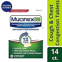 Mucinex DM Expectorant & Cough Suppressant Maximum Strength 12 Hours Relief Tablets - 14 Count - Image 1