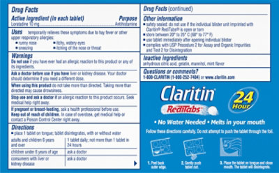 Claritin Allergies 24 Hour Original Prescription Strength 10 mg RediTabs - 10 Count - Image 5