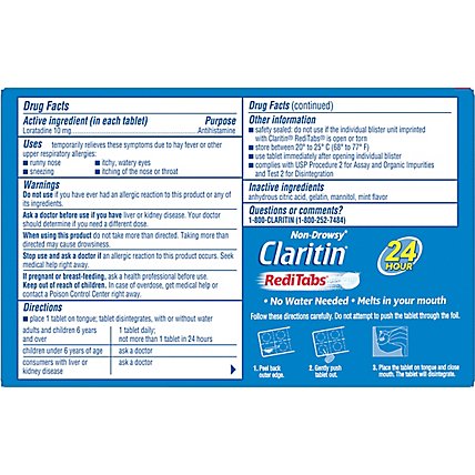 Claritin Antihistamine Tablets Indoor & Outdoor Allergies 10mg RediTabs - 30 Count - Image 5